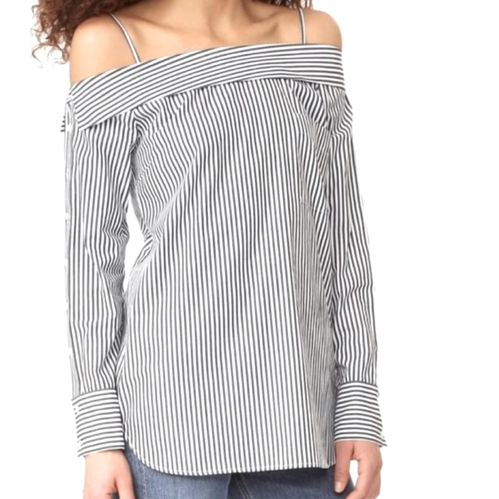 GUEST EDITOR Off Shoulder Stripes Blouse NWT